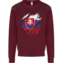 Torn Slovakia Flag Slovakia Day Football Mens Sweatshirt Jumper Maroon