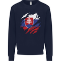 Torn Slovakia Flag Slovakia Day Football Mens Sweatshirt Jumper Navy Blue