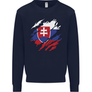 Torn Slovakia Flag Slovakia Day Football Mens Sweatshirt Jumper Navy Blue