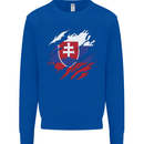 Torn Slovakia Flag Slovakia Day Football Mens Sweatshirt Jumper Royal Blue