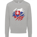 Torn Slovakia Flag Slovakia Day Football Mens Sweatshirt Jumper Sports Grey