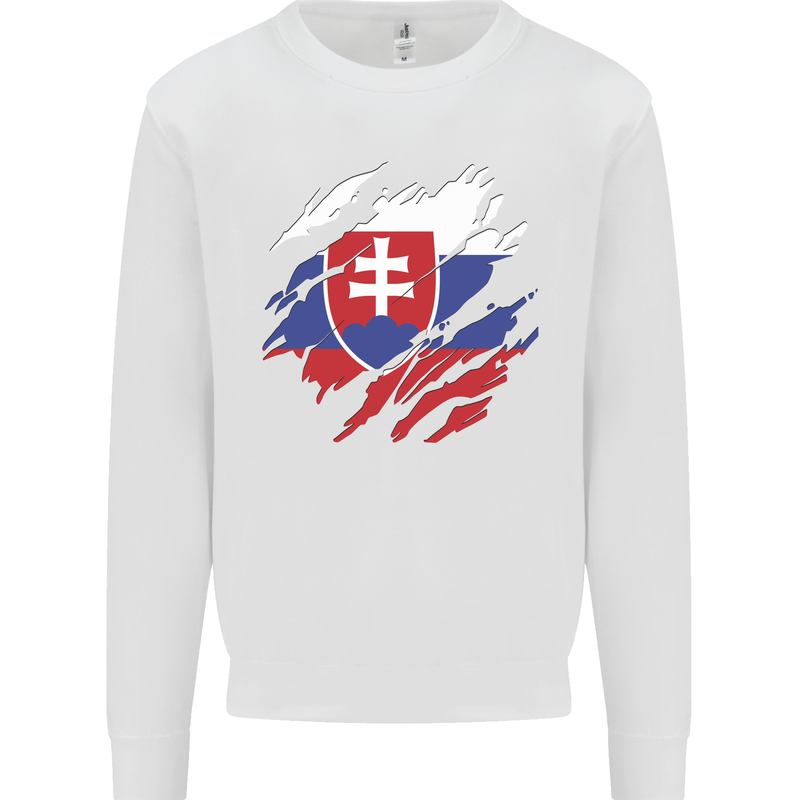 Torn Slovakia Flag Slovakia Day Football Mens Sweatshirt Jumper White