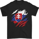 Torn Slovakia Flag Slovakia Day Football Mens T-Shirt 100% Cotton Black