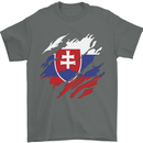 Torn Slovakia Flag Slovakia Day Football Mens T-Shirt 100% Cotton Charcoal