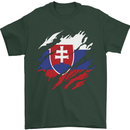 Torn Slovakia Flag Slovakia Day Football Mens T-Shirt 100% Cotton Forest Green