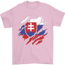 Torn Slovakia Flag Slovakia Day Football Mens T-Shirt 100% Cotton Light Pink