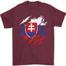 Torn Slovakia Flag Slovakia Day Football Mens T-Shirt 100% Cotton Maroon