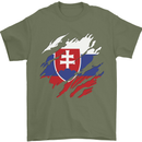 Torn Slovakia Flag Slovakia Day Football Mens T-Shirt 100% Cotton Military Green