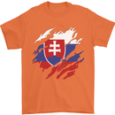 Torn Slovakia Flag Slovakia Day Football Mens T-Shirt 100% Cotton Orange