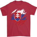 Torn Slovakia Flag Slovakia Day Football Mens T-Shirt 100% Cotton Red