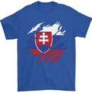 Torn Slovakia Flag Slovakia Day Football Mens T-Shirt 100% Cotton Royal Blue