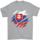 Torn Slovakia Flag Slovakia Day Football Mens T-Shirt 100% Cotton Sports Grey