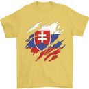 Torn Slovakia Flag Slovakia Day Football Mens T-Shirt 100% Cotton Yellow