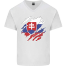 Torn Slovakia Flag Slovakia Day Football Mens V-Neck Cotton T-Shirt White