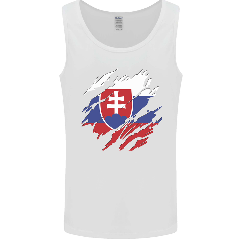 Torn Slovakia Flag Slovakia Day Football Mens Vest Tank Top White