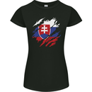 Torn Slovakia Flag Slovakia Day Football Womens Petite Cut T-Shirt Black