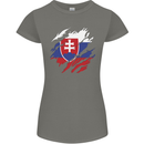 Torn Slovakia Flag Slovakia Day Football Womens Petite Cut T-Shirt Charcoal