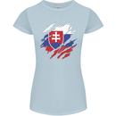 Torn Slovakia Flag Slovakia Day Football Womens Petite Cut T-Shirt Light Blue