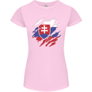 Torn Slovakia Flag Slovakia Day Football Womens Petite Cut T-Shirt Light Pink