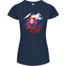 Torn Slovakia Flag Slovakia Day Football Womens Petite Cut T-Shirt Navy Blue