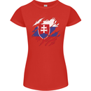 Torn Slovakia Flag Slovakia Day Football Womens Petite Cut T-Shirt Red