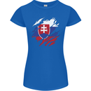 Torn Slovakia Flag Slovakia Day Football Womens Petite Cut T-Shirt Royal Blue