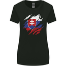 Torn Slovakia Flag Slovakia Day Football Womens Wider Cut T-Shirt Black