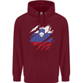 Torn Slovenia Flag Slovenian Day Football Childrens Kids Hoodie Maroon