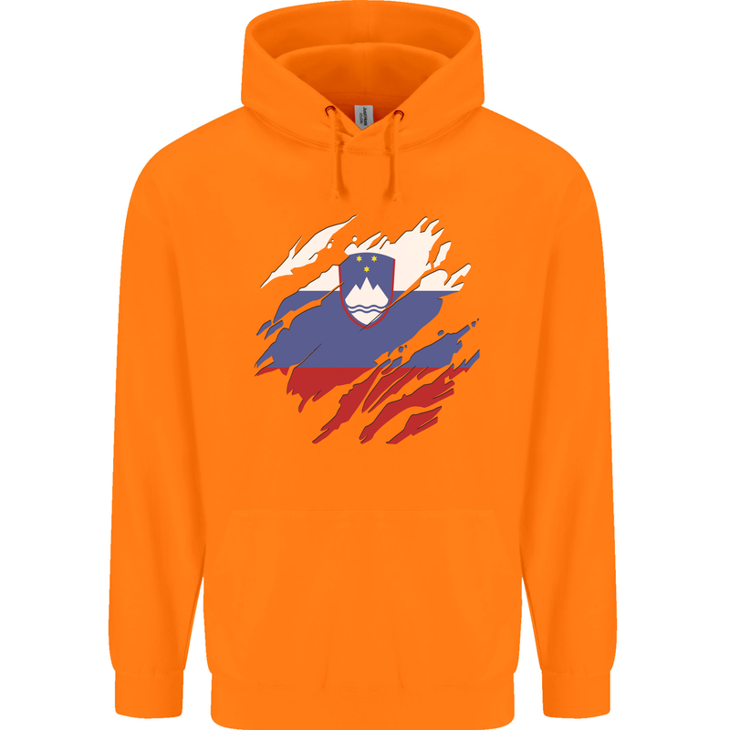 Torn Slovenia Flag Slovenian Day Football Childrens Kids Hoodie Orange