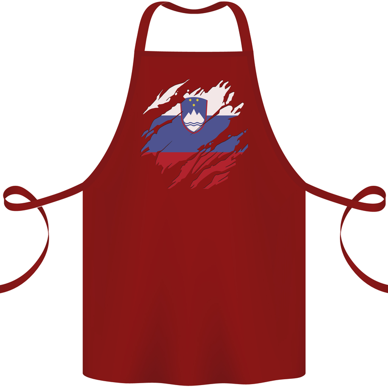 Torn Slovenia Flag Slovenian Day Football Cotton Apron 100% Organic Maroon