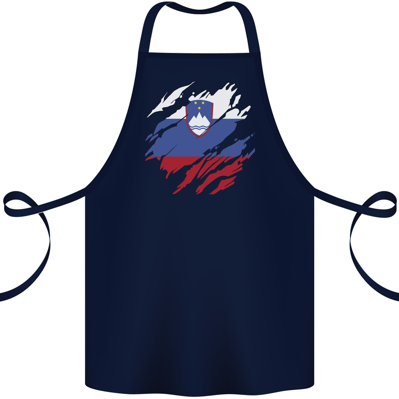 Torn Slovenia Flag Slovenian Day Football Cotton Apron 100% Organic Navy Blue