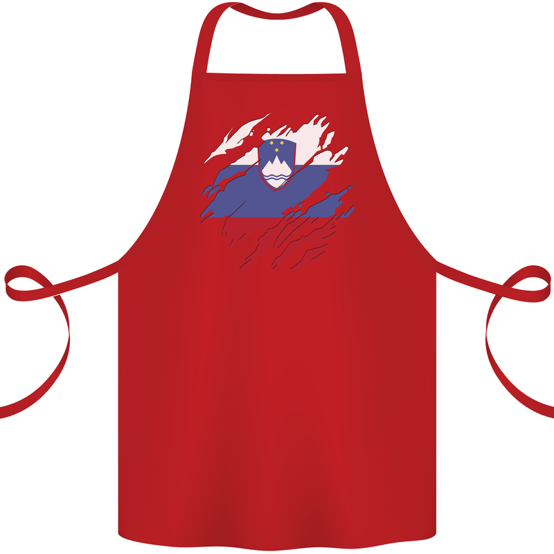 Torn Slovenia Flag Slovenian Day Football Cotton Apron 100% Organic Red