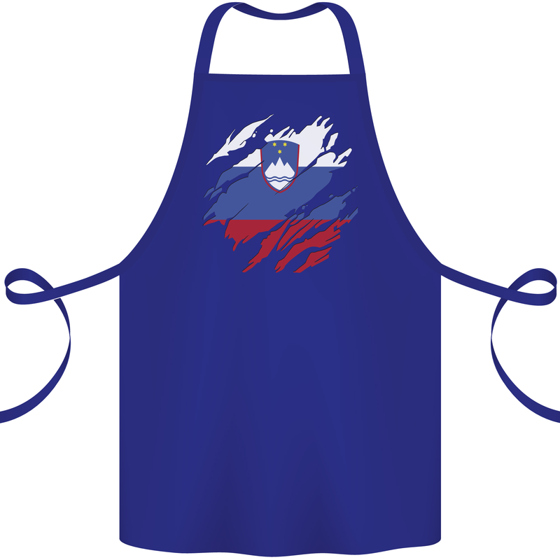 Torn Slovenia Flag Slovenian Day Football Cotton Apron 100% Organic Royal Blue