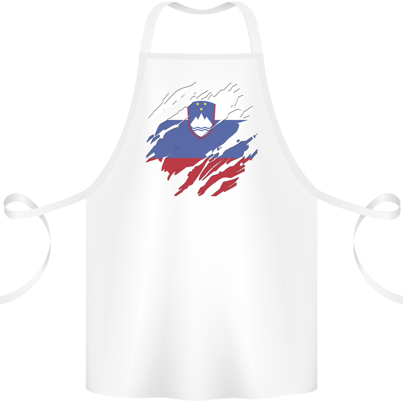 Torn Slovenia Flag Slovenian Day Football Cotton Apron 100% Organic White
