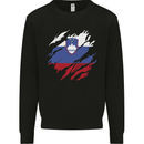 Torn Slovenia Flag Slovenian Day Football Kids Sweatshirt Jumper Black