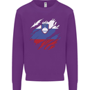 Torn Slovenia Flag Slovenian Day Football Kids Sweatshirt Jumper Purple