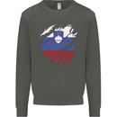 Torn Slovenia Flag Slovenian Day Football Kids Sweatshirt Jumper Storm Grey