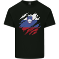 Torn Slovenia Flag Slovenian Day Football Kids T-Shirt Childrens Black