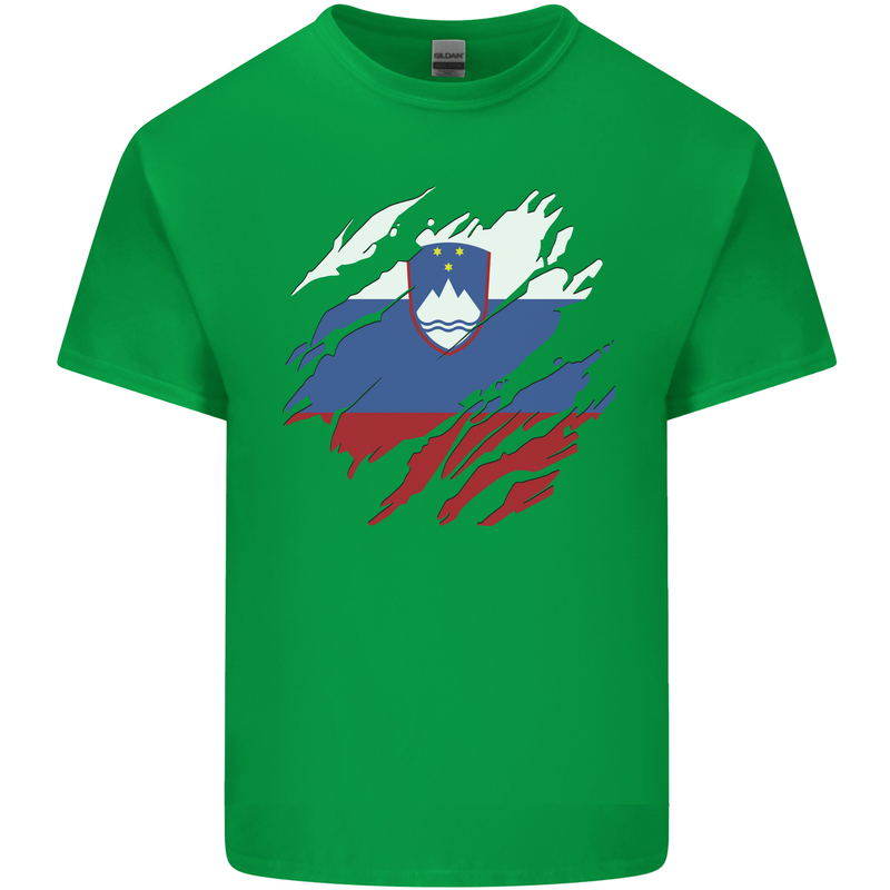 Torn Slovenia Flag Slovenian Day Football Kids T-Shirt Childrens Irish Green