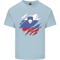 Torn Slovenia Flag Slovenian Day Football Kids T-Shirt Childrens Light Blue