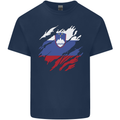 Torn Slovenia Flag Slovenian Day Football Kids T-Shirt Childrens Navy Blue