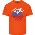 Torn Slovenia Flag Slovenian Day Football Kids T-Shirt Childrens Orange