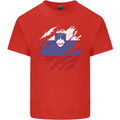 Torn Slovenia Flag Slovenian Day Football Kids T-Shirt Childrens Red