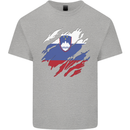 Torn Slovenia Flag Slovenian Day Football Kids T-Shirt Childrens Sports Grey
