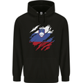 Torn Slovenia Flag Slovenian Day Football Mens 80% Cotton Hoodie Black