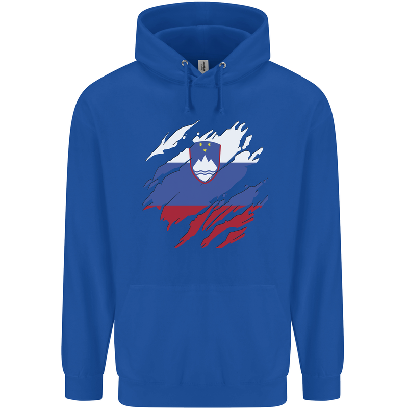 Torn Slovenia Flag Slovenian Day Football Mens 80% Cotton Hoodie Royal Blue