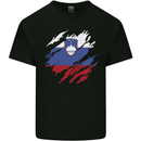 Torn Slovenia Flag Slovenian Day Football Mens Cotton T-Shirt Tee Top Black