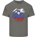 Torn Slovenia Flag Slovenian Day Football Mens Cotton T-Shirt Tee Top Charcoal