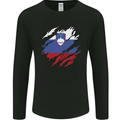 Torn Slovenia Flag Slovenian Day Football Mens Long Sleeve T-Shirt Black