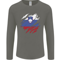 Torn Slovenia Flag Slovenian Day Football Mens Long Sleeve T-Shirt Charcoal